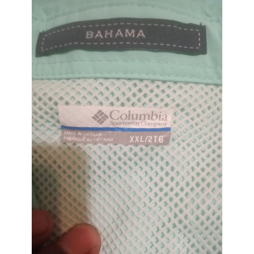 Columbia PFG Bahama Shirt Men 2XL Blue Vented Fishing Short Sleeve Button Up - Picture 11 of 14